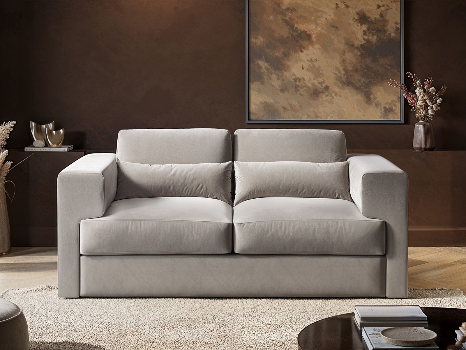 Solace+Co Rose 2 Seater Sofa in Beige Velvet