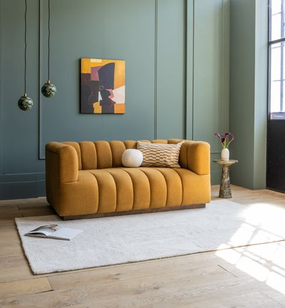 Sloane Fluted 2-Seat Sofa In Mustard Boucle