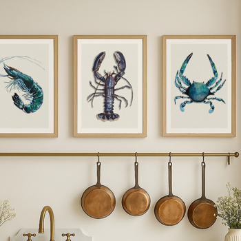 Suggested HeaderBeach House Art, Set of Shellfish Art Prints  Perfect Art for Your Kitchen  Natural Frame, £147, 8724871.jpg