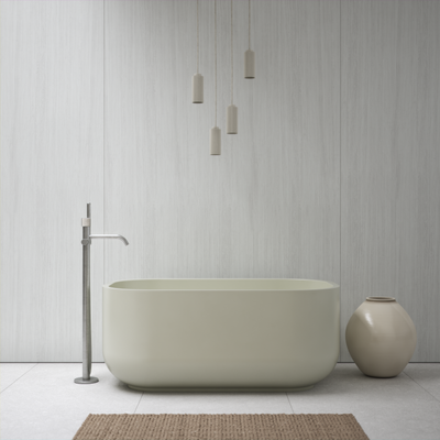 Floor Mounted Bath Mixer in Silver Steel