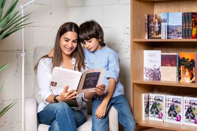 Mother and son reading