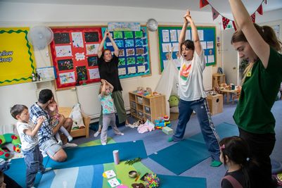 Hopscotch yoga session