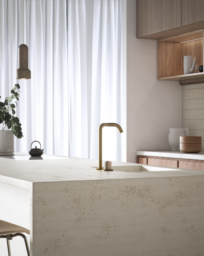 Deck Mounted Kitchen Tap in Warm Brass