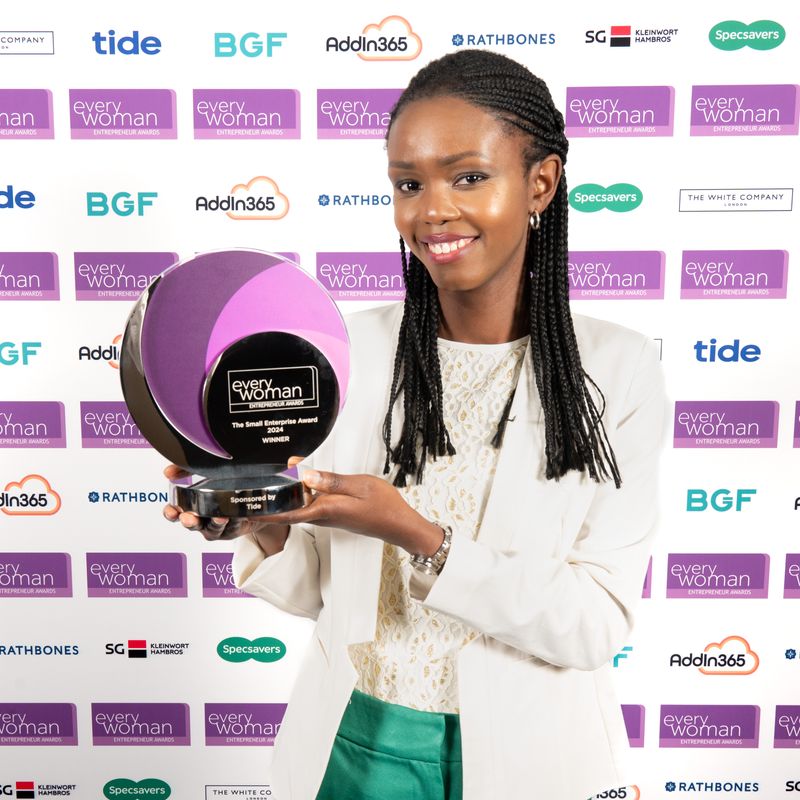 Rose Ovensehi, Founder & CEO of Flora & Curl, winner of The Small Enterprise Award at the 2024 everywoman Entrepreneur Awards, in association with BGF