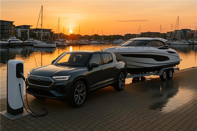 Sunset at the Marina with EV and Boat.png