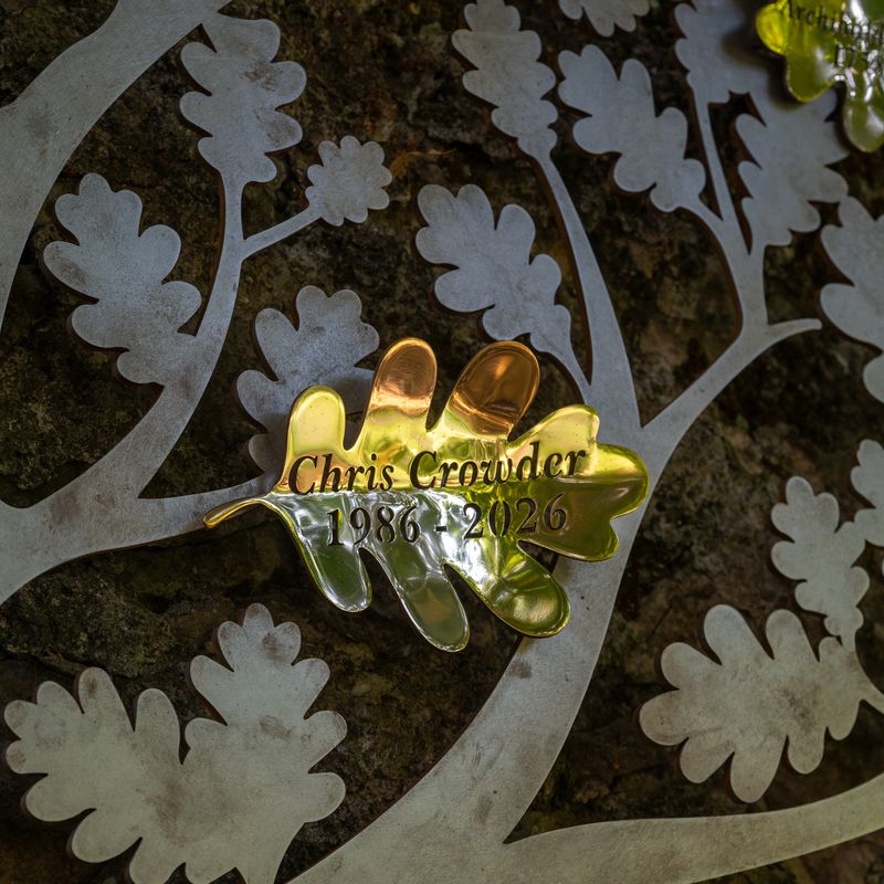 The leaf commemorating the most recently retired head gardener at Levens Hall and Gardens