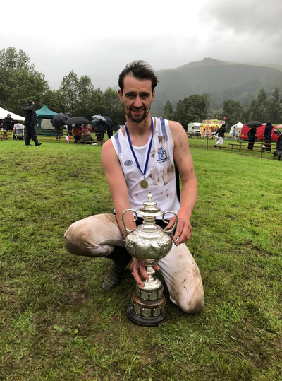 Jack Brown, winner of the World Championship in the Men's 12 Stone competition at Grasmere Lakeland Sports and Show 2024.