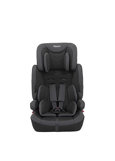 Graco Endure Group 1/2/3 Car Seat, in Black/Grey, RRP £80.00 - pictured with headrest in lower position 