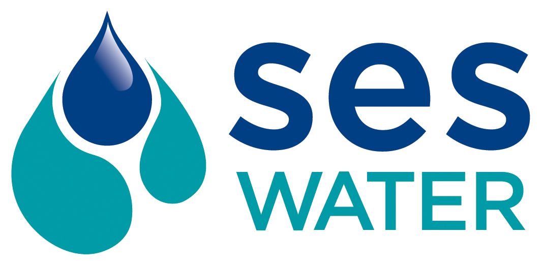 SES Water - Logo - White - Blue - Text (For media use)