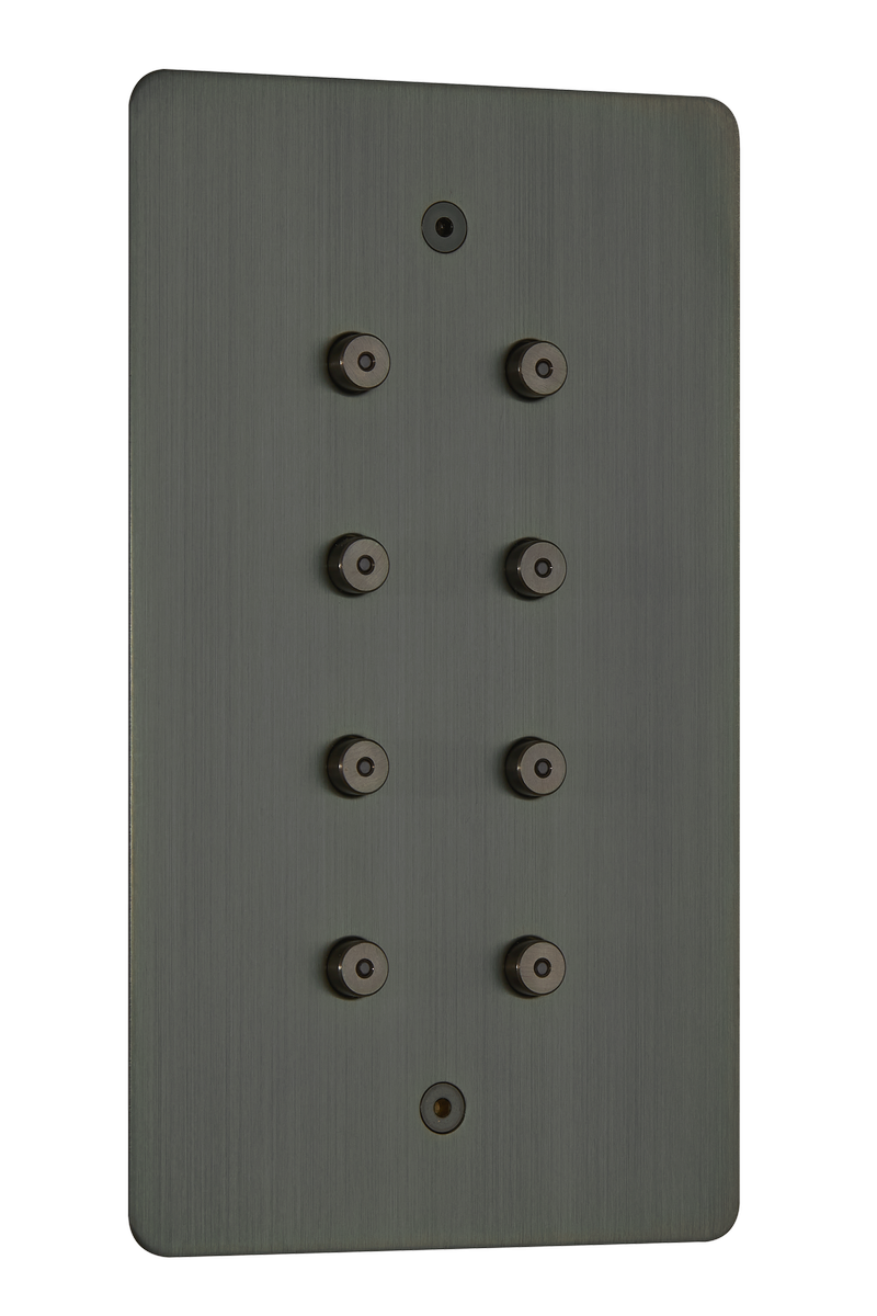 8 gang low-voltage round button vertical keypad switch with LED, Jordan bronze finish