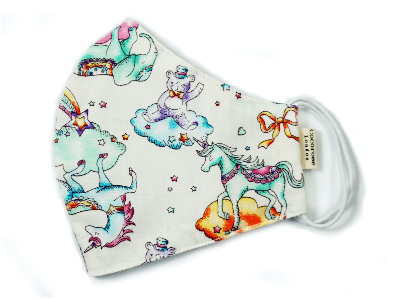 Unicorns & Rainbows children's face mask from Cocorose London