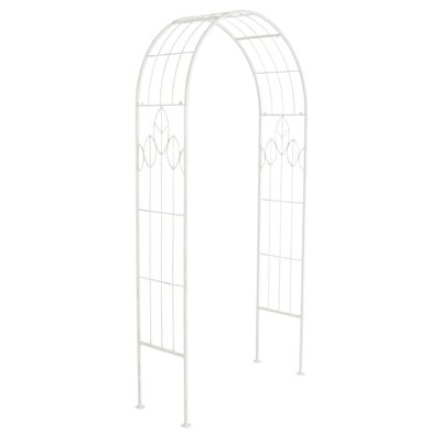 Antique White Leaf Design Rustic Metal Garden Arch