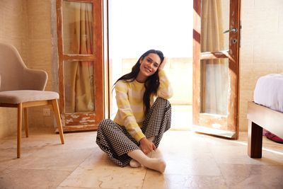 Tara Womens Relaxed Fit Supersoft Sweat - Butter Yellow Stripe