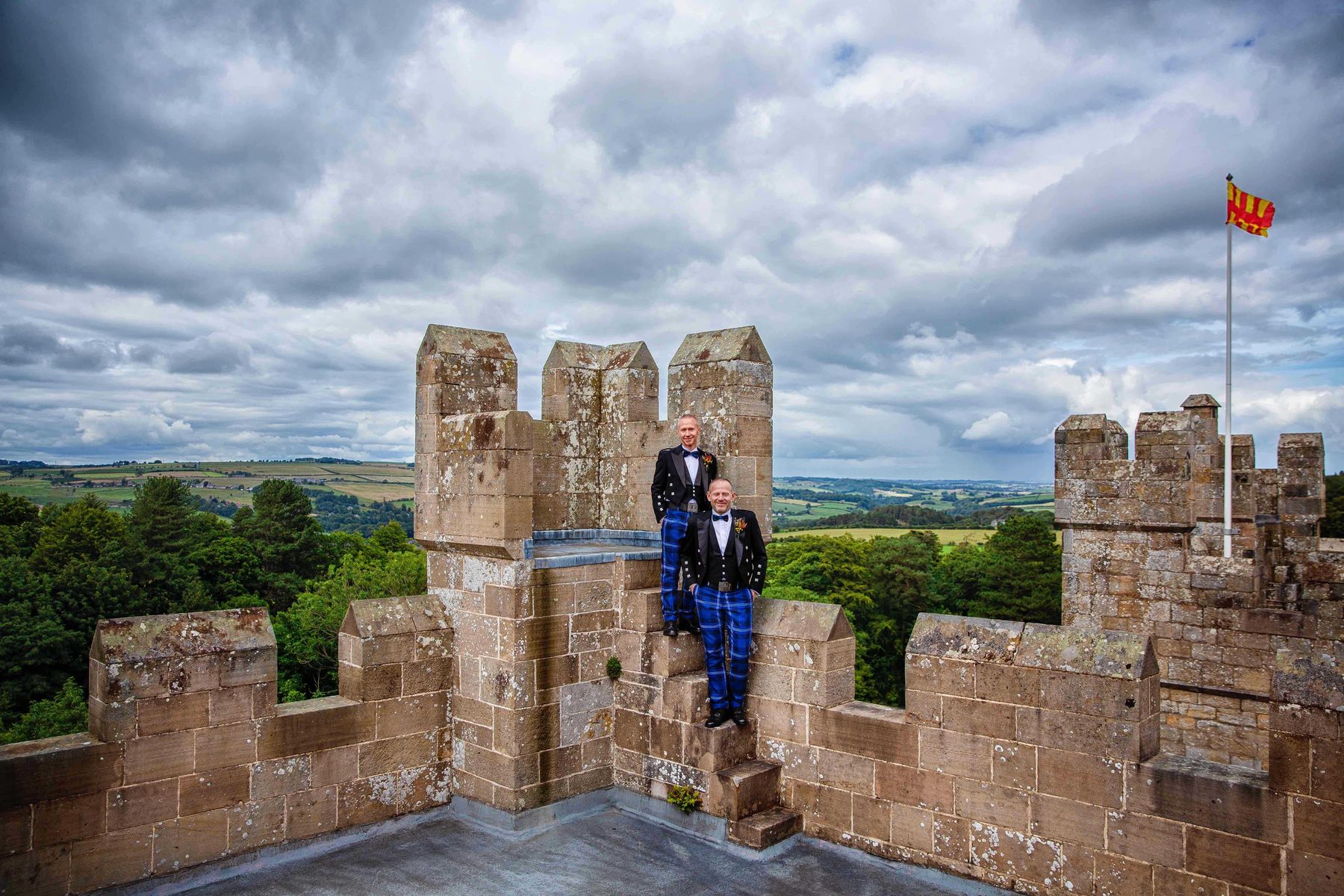 Couple Jason & Craig marrying at Langley Castle, Northumberland