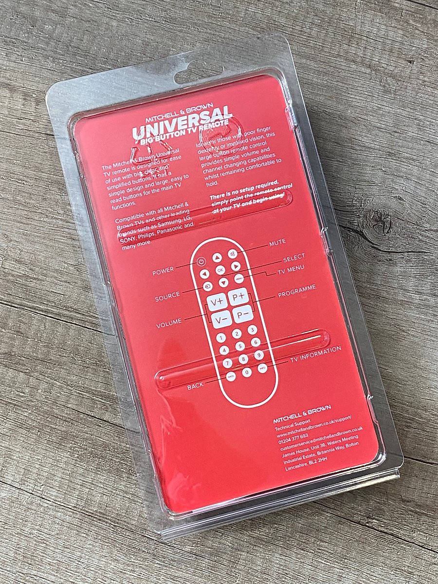 Mitchell & Brown big-button universal remote control                     