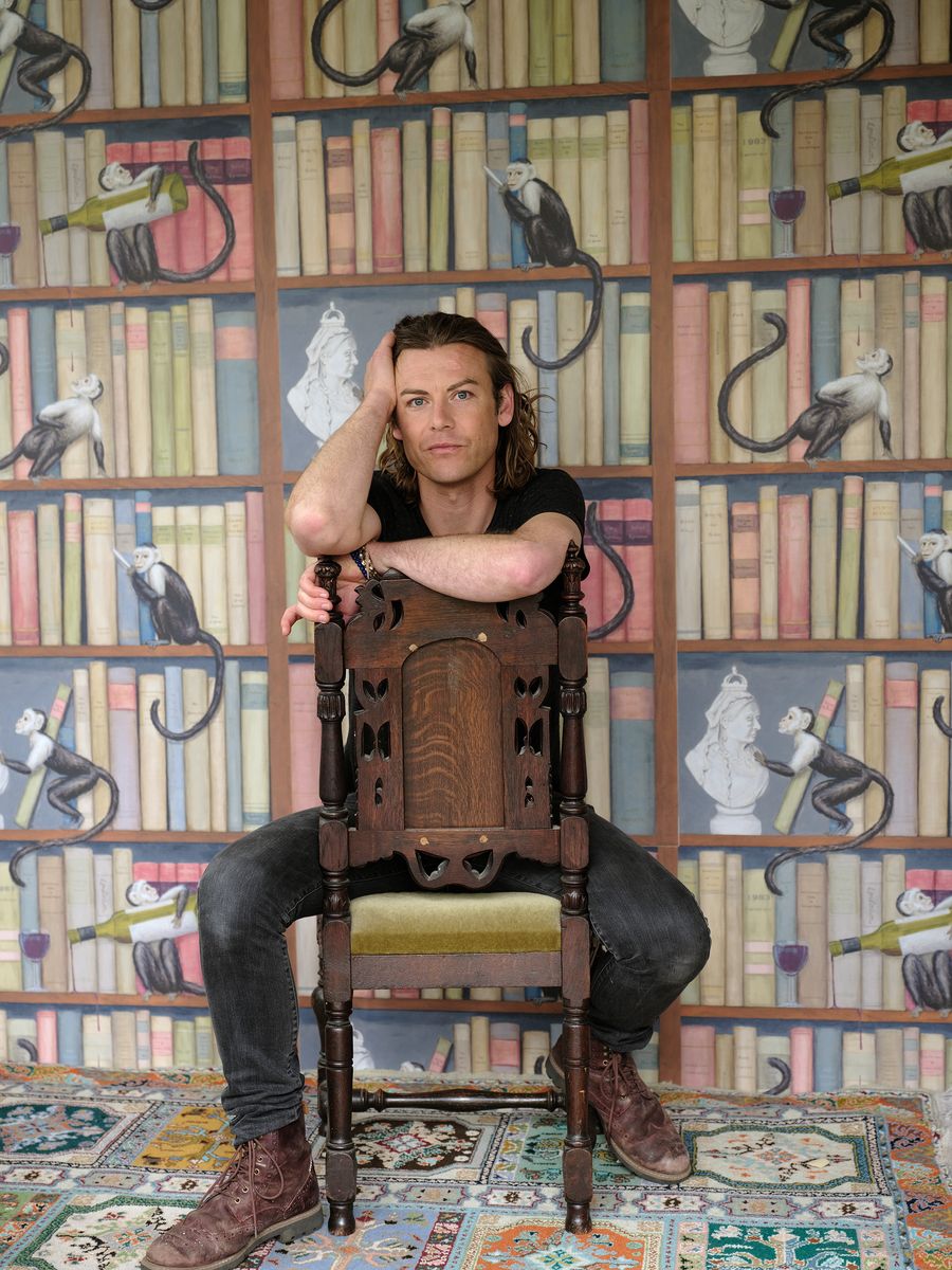 Freddie Wimsett - the artist behind a stunning nature-themed mural inside Levens Kitchen at Levens Hall and Gardens, in the South Lakes,  Cumbria.