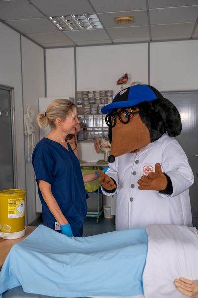 PA images - Palliative Consultant Dr Zoe Palmer with Wellington Womble.JPG