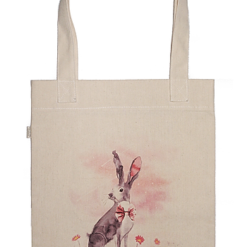 Hare - natural cotton canvas tote bag from Cocorose London's Countryside Collection