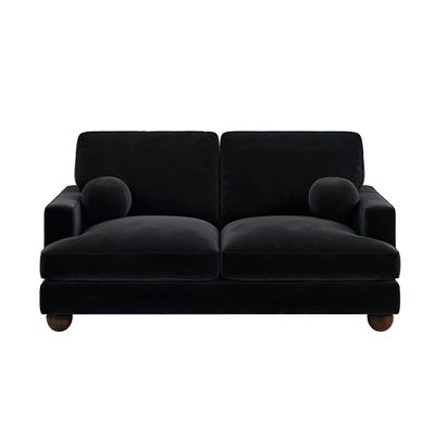 Solace+Co Addison 2 Seater Black Velvet Sofa