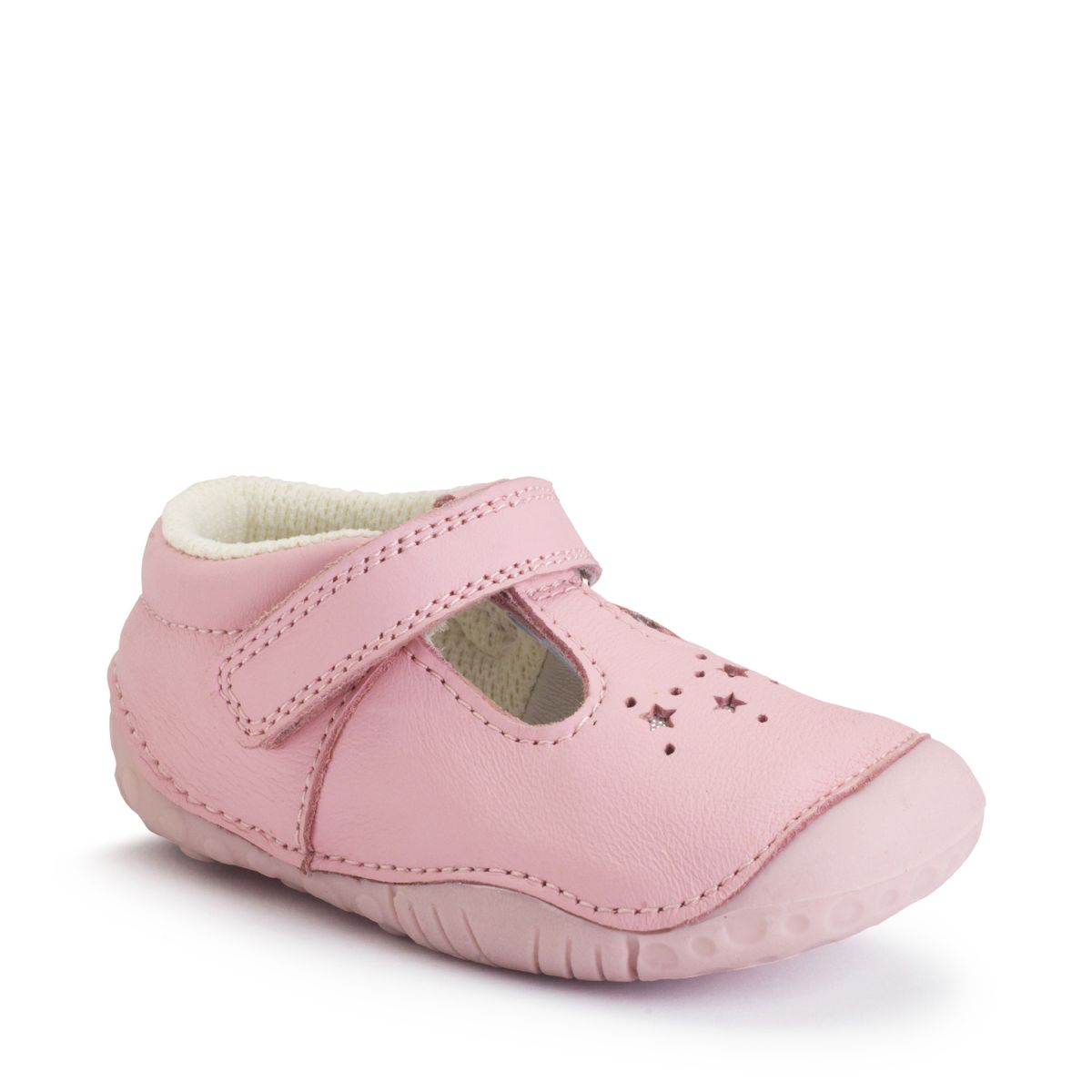 Start-Rite Tumble Sugar pink leather girls rip-tape T-bar pre-walkers