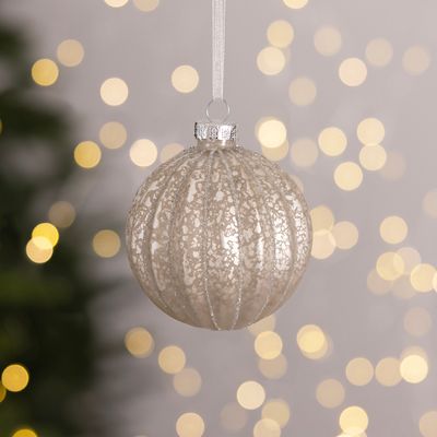 12 Piece Champagne Gold Coloured Glass Bauble Collection