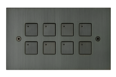 8 gang low-voltage square button horizontal keypad switch with LED, Jordan bronze finish