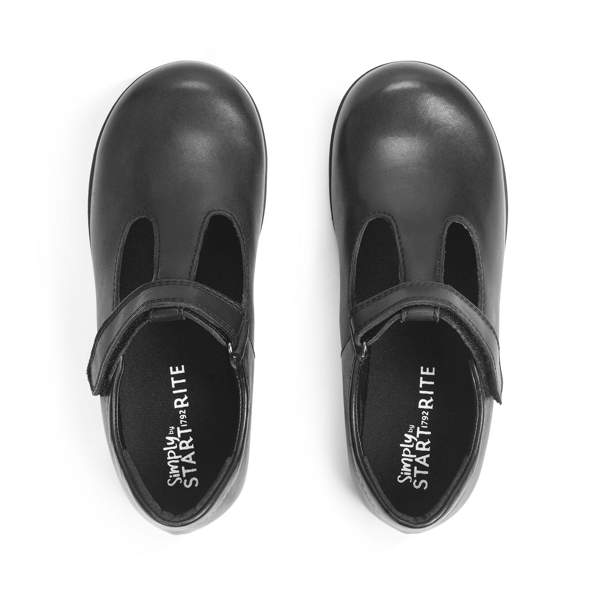 'Lesson' Black leather girls t-bar riptape school shoes from the new Simply by Start-Rite Collection 