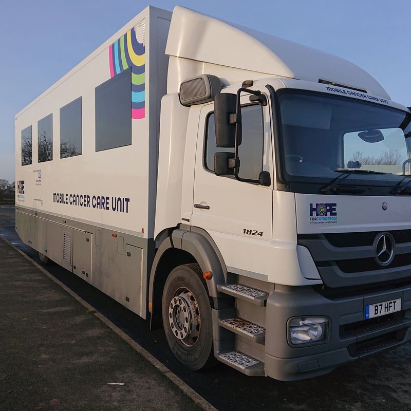 Frisbey, Hope for Tomorrow's West Suffolk mobile cancer care unit