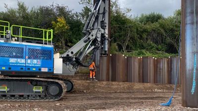 Sheet pile installation near the giraffe area at Chester Zoo, carried out by Sheet Piling (UK) Ltd,