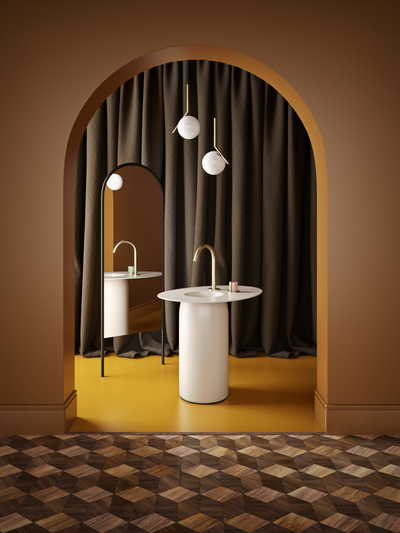 Deck Mounted Basin Tap in Warm Brass