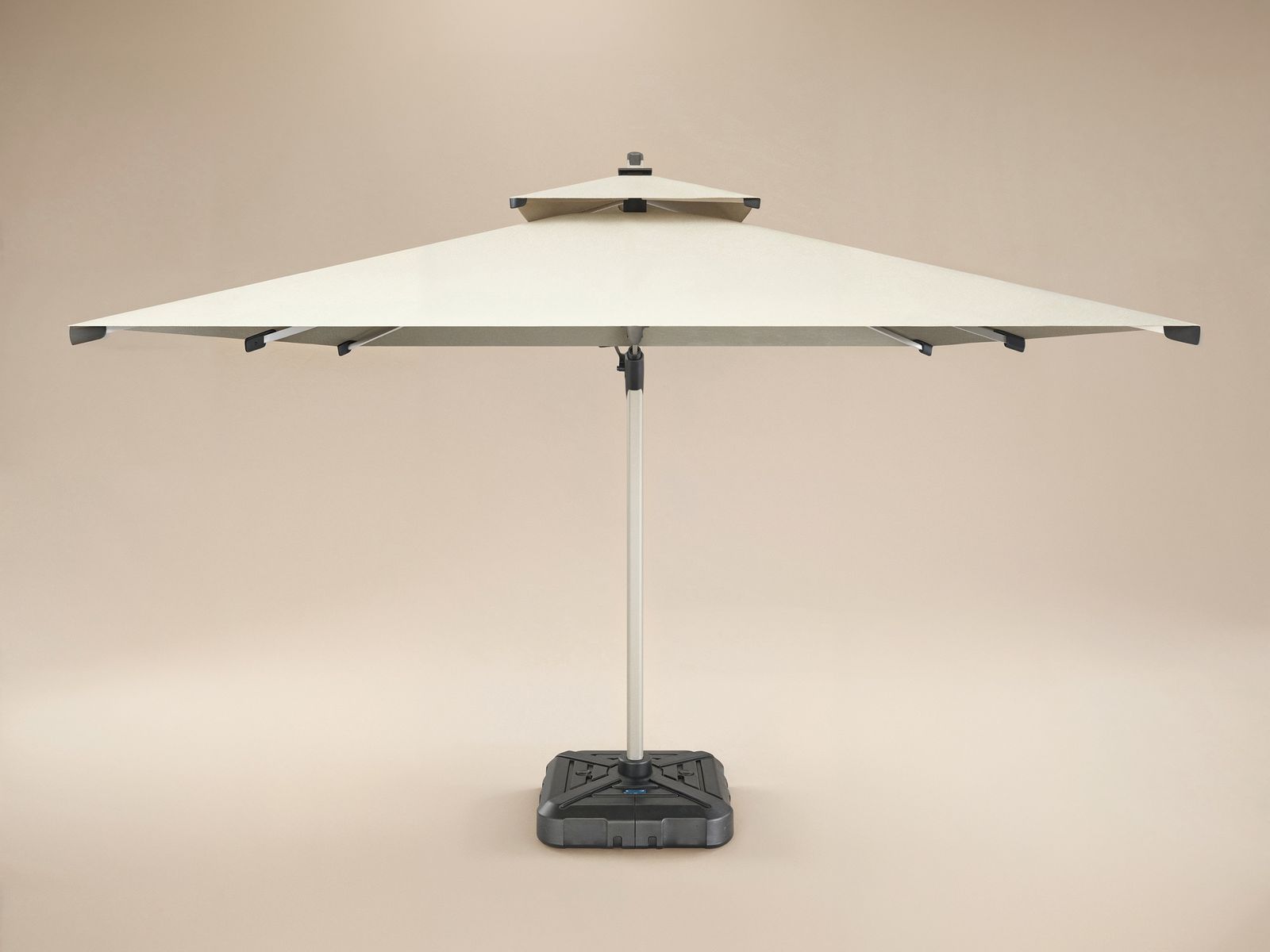 SOLACE+CO Soleil 3m Square Garden Parasol with Solar LED Lights Beige