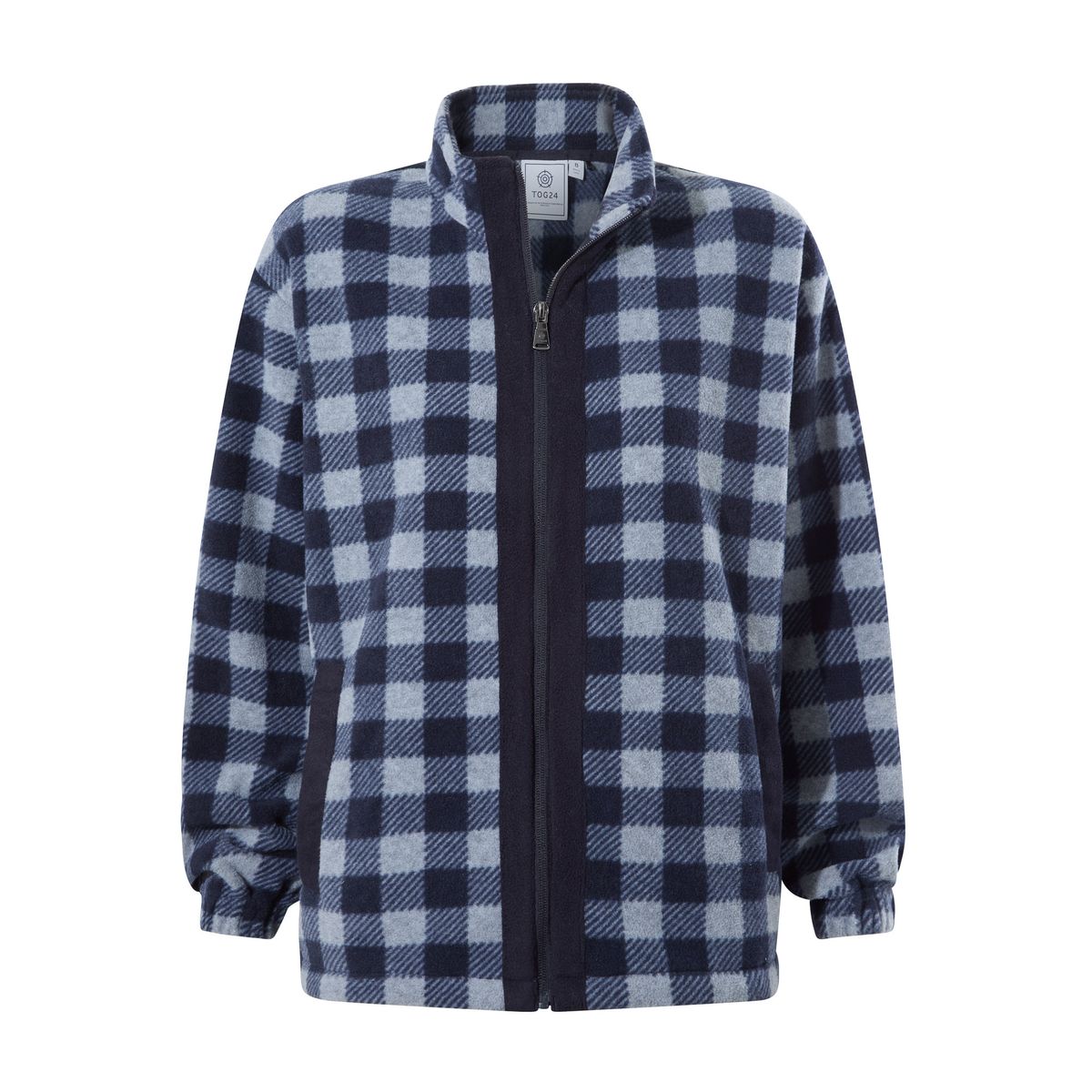 Firan Womens Fleece Jacket - Grey Melange/Navy Gingham