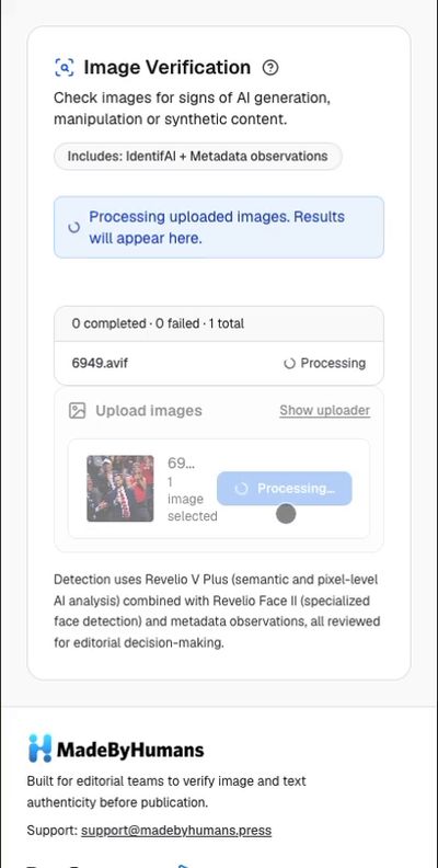 Watch as Made by Humans check for AI-generation - mobile