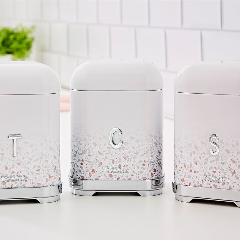 Terrazzo Set of 3 Canisters Tan