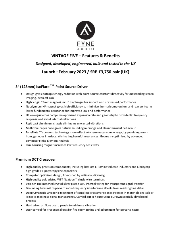 Vintage Five - Features & Benefits