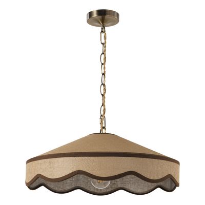 Buckenham Pendant in Rattan and Antique Brass
