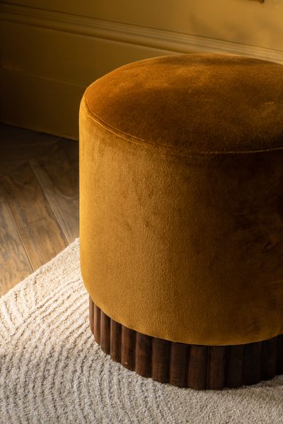 Holborn Footstool In Mustard Velvet