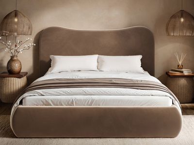 Solace+Co Ember Ottoman Bed Chocolate Velvet