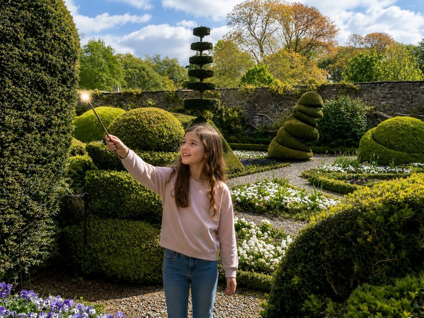 Child in the Levens Hall gardens