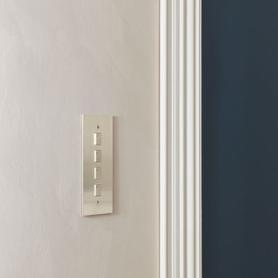 4 gang low-voltage square button vertical keypad switch with LED, satin nickel finish