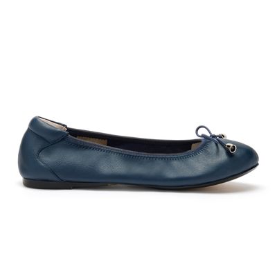 Sandringham Navy Leather Ballet Flats from Cocorose London