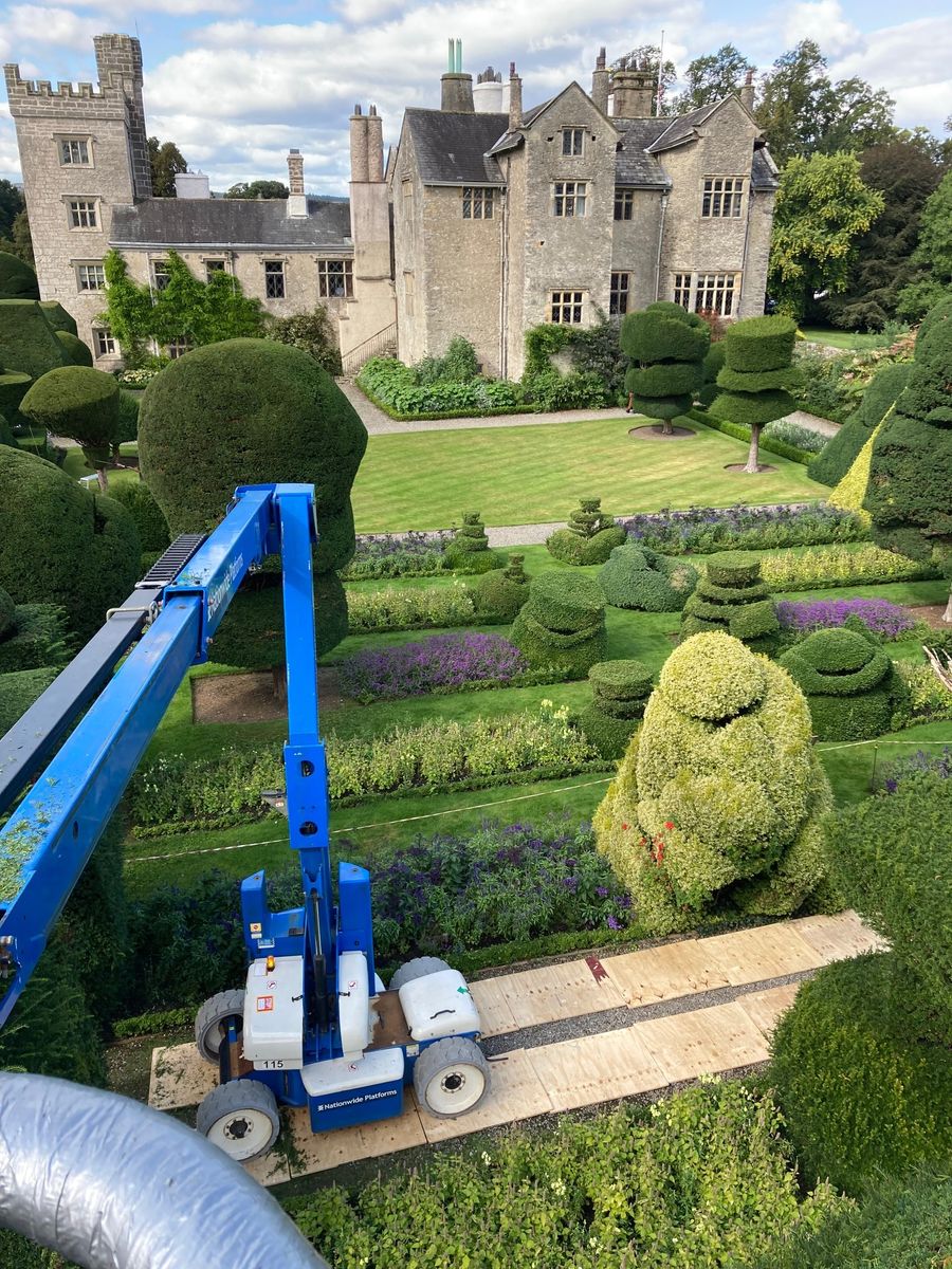 Equipment for the annual task of trimming the world's oldest topiary garden