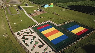 Air Bouncers at the Lakeland Maze Farm Park near Kendal, the Lake District.