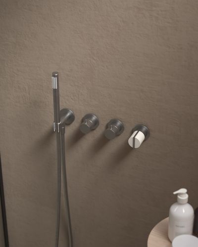 Wall Mounted Shower Mixer in Silver Steel