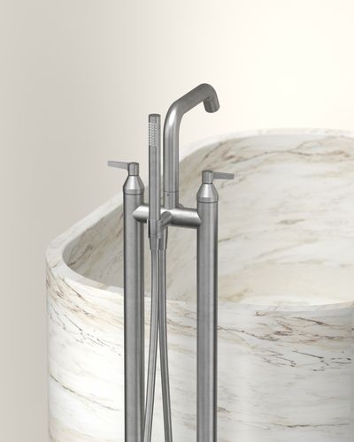 Folio Standing Bath Tap in Silver Steel