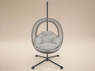 SOLACE+CO Lana Garden Swing Chair Light Grey Rattan