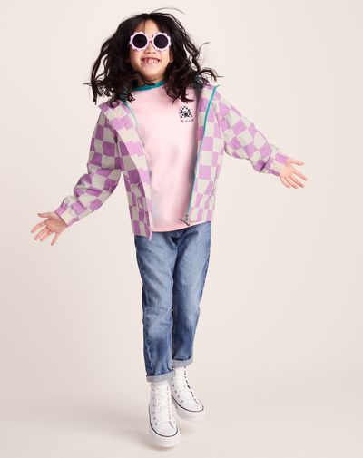 Cohampshire Kids Shaun the Sheep Waterproof Jacket - Lilac Haze/White Checkerboard
