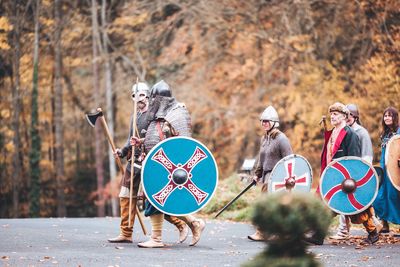 Viking actors at the Viking-themed wedding of Benjamin and Annmarie Coomber, at Langley Castle, Northumberland
