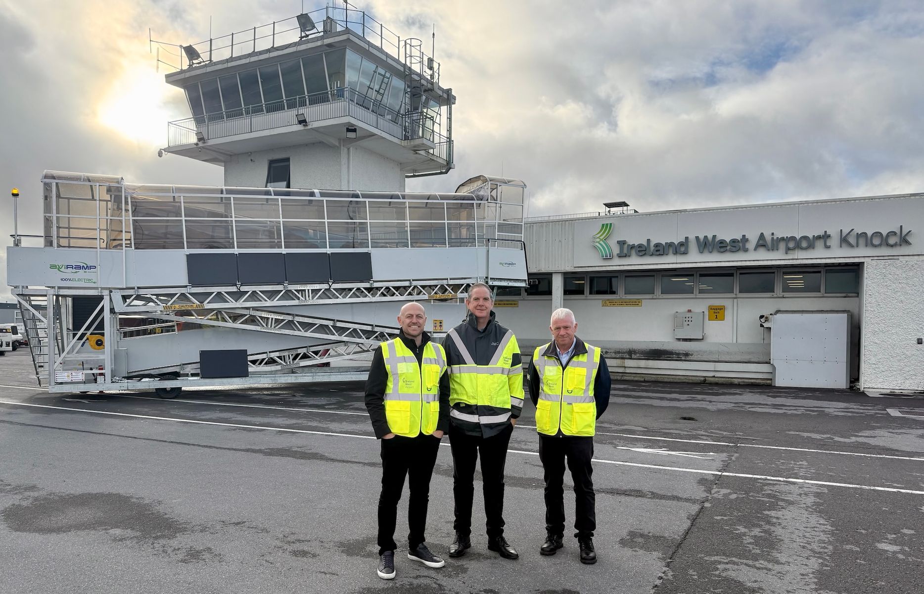 Adam Corfield, head of global sales at Aviramp with Ireland West Airport’s ground services manager Tim Wallace and head of airport operations & commercial services John McCarthy.jpeg