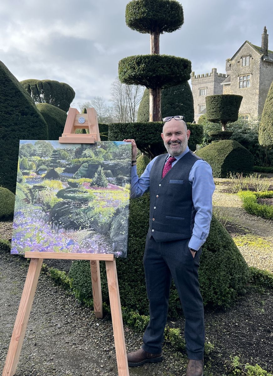 Artist Bob Sutcliffe at Levens Hall and Gardens, Cumbria